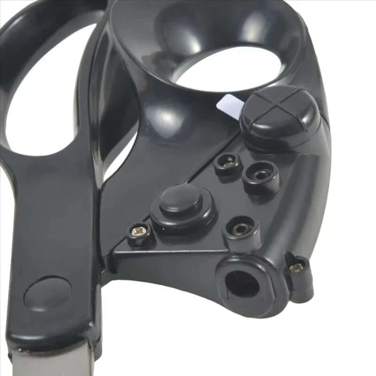 Close-up of Laser Guided Scissors showing precision laser technology for accurate cuts. Ideal tool for craft and sewing projects.