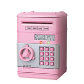 Kids Digital Safe Money Bank with number keypad and bill slot in pink color.